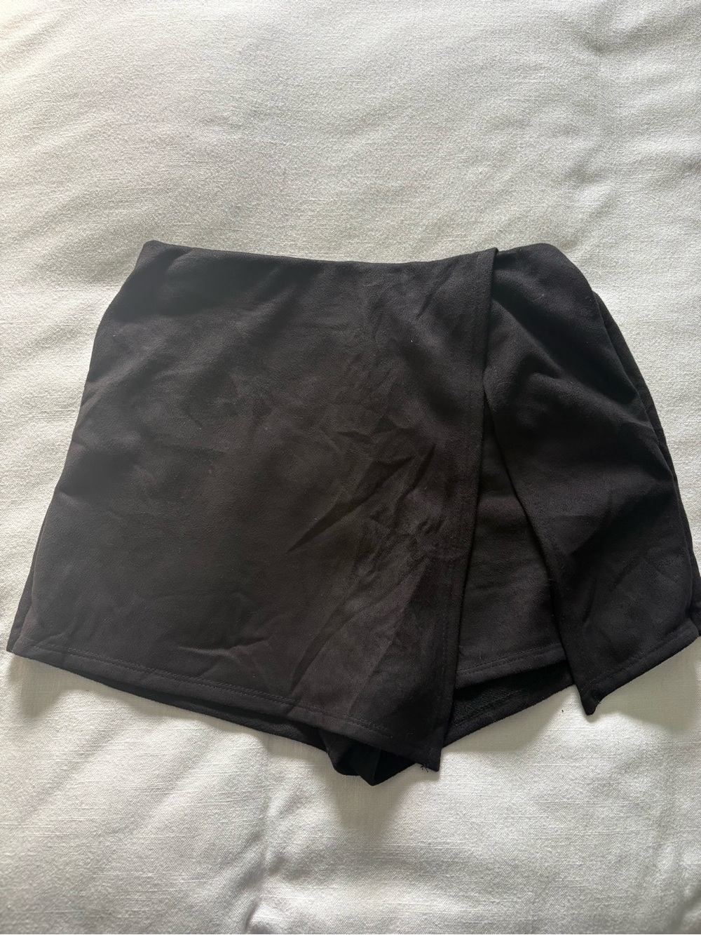 Black Suede Wrap Skort - Classic Solid Color